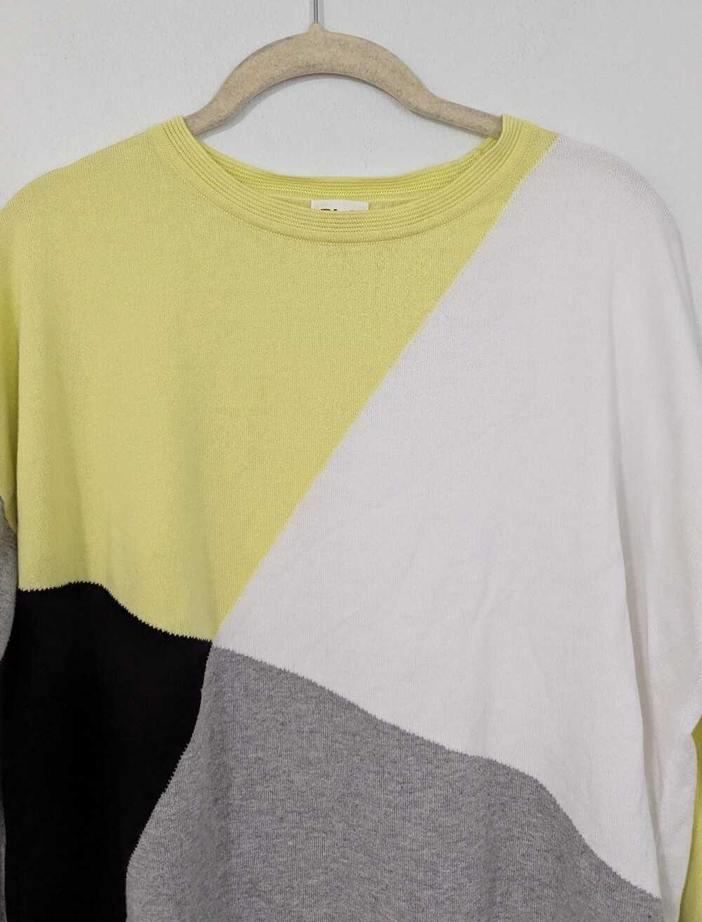 Planet By Lauren G Geometric Print Knit Sweater Pullover Gray Yellow One Size - Picture 2 of 9